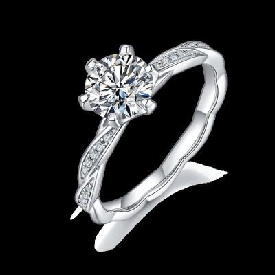 China Romantic Engagement Rings With Moissanite 1ct 6.5mm High Quality In Stock 925 Sterling Silver Ring Jewelry 18K Gold Plated Ring For Women for sale