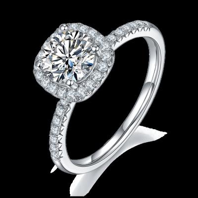 China High Quality Romantic Engagement Rings In Stock 925 Sterling Silver Ring Jewelry 18K Gold Plated Ring For Women With 1ct 6.5mm Moissanite for sale