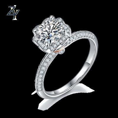 China Romantic Engagement Rings Jewelry Plated Ring Gold High Quality In Stock 925 Sterling Silver For Women With Moissanite 1ct 6.5mm 18K M07A for sale