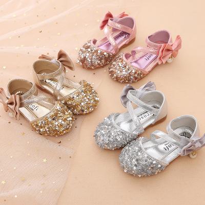 China Korean Anti-odor fashion dance sequins girl shoes party wear bowknot kids girl shoes for sale