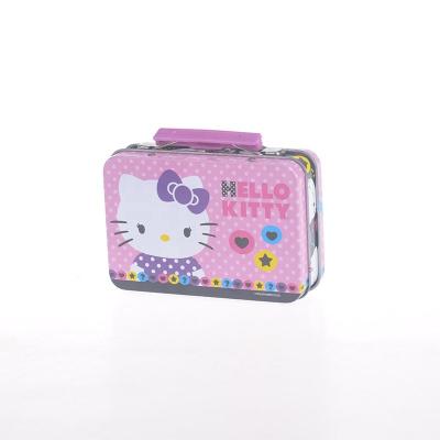 China Portable Food Itinbox Retro Style Lunch Tin Box Empty Metal Candy Tin Box With Plastic Handle for sale