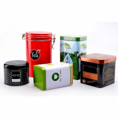 China Custom Wholesale Rectangular Food Cookies Tin Can Container Round Metal Coffee Tea Tin Can Tin Jar Packaging for sale