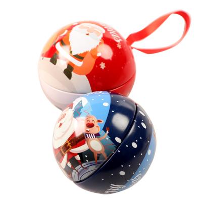 China Gift & Custom Craft Christmas Egg Ball Shaped Bauble Tin Decorative Metal Tin Container for sale