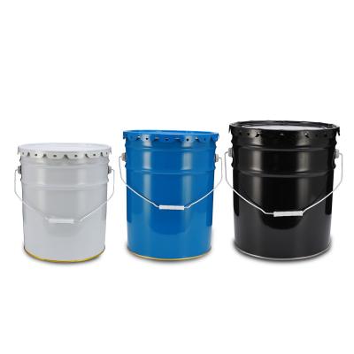 China Empty 18 liter recyclable metal paint bucket with flower lid and metal handle for sale