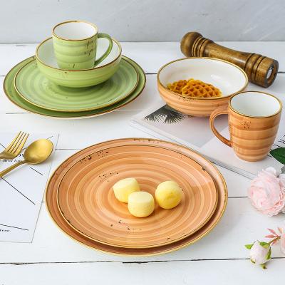 China Factory Direct Viable Porcelain Nordic Style Glazed Dinner Dish With Cup 300ML Tray Restaurant Hotel Ceramic Tableware Set for sale