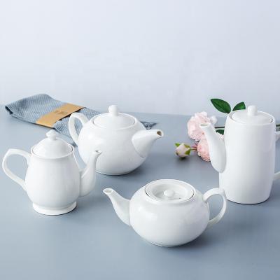 China Hotel Teapot Porcelain Outlet Factory Capacity Simple Design Simple Design Ceramic Coffee Pot White Viable Restaurant Various Shapes for sale