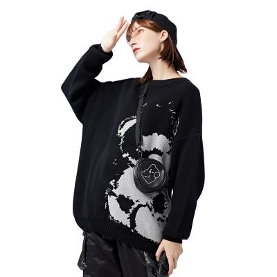 China 2020 Customizable Anti-wrinkle Woman Cute Bear Embroidered Long Sleeve To Pattern Knitted Casual Sweaters Pullover For Women for sale