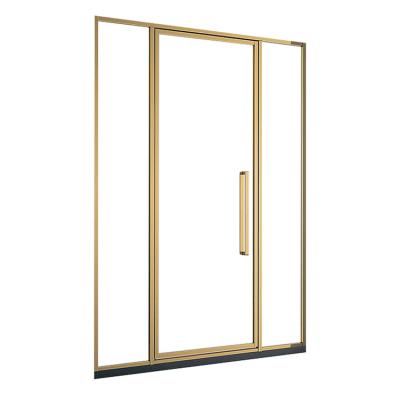 China A Fixing Panel And Framed Golden Solid Sliding Door Bathroom Satin Swing Shower Door D98 for sale