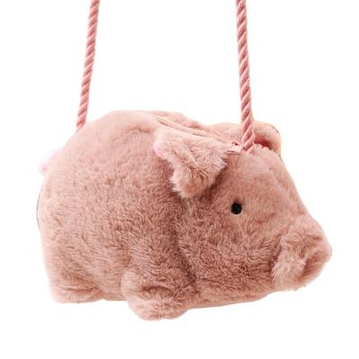 China Hot Selling Popular Eco-friendly Pink Plush Graduation Bag Coin Purse Clutch Storage Hog Stuffed Bag For Girl for sale