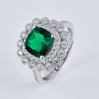 China Genuine CLASSIC 925 Sterling Silver Emerald Rings With Green Gemstone Rings For Women Customized Gift for sale