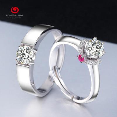 China Hot Sale 14K White Gold Wedding Ring Crown Couple Rings Men and Women Wedding Moissanite Diamond Rings for sale