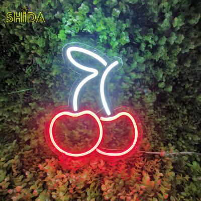 China Custom Made Cherry Neon Acrylic Sign 12V LED Neon Light Sign Christmas Lights Easy Install Design New From Sign Maker for sale