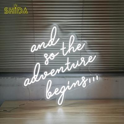 China Easy Setup Drop Shipping And So The Adventure Begins Neon Sign Led Flex Customized Signage For Wedding Party Birthday Neon Decor for sale