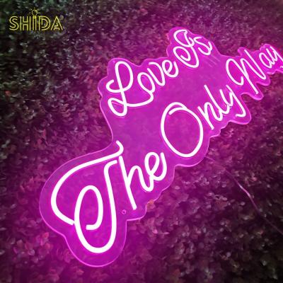 China Easy installation ready to ship custom cable led lights personalized wedding sign love is the one way neon sign for your party event decoration for sale