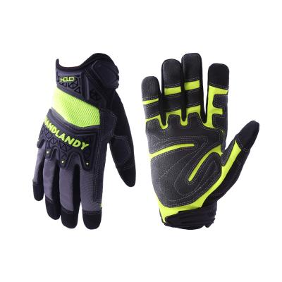 China Hi-strength Fluorescent Green Touch Screen PRI Outdoor TPR/Anti-impact Protect Anti Abrasion Construction Machinery Safety Work High Quality Gloves for sale