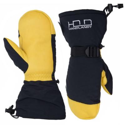 China Insulate Best Selling C100 Genis Cowhide Custom Taslon Back Breathable Insulate C100 Leather Waterproof Winter Ski Mittens Gloves for sale