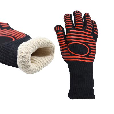 China PRISAFETY Flame Retardant Silicone Heat Resistant High Temperature Glove Kitchen Grill Cooking Oven BBQ Baking Gloves for sale