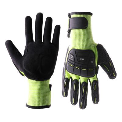 China Abrasion Resistant PRI Green Nitrile 6mil Mechanic Top Crust Black Waterproof Heat Resistant Cattle Mechanic Gloves for sale