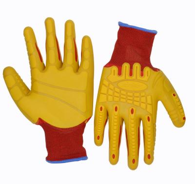 China High Performance Work Protective Foam Polyester Latex Rubber Vibration-Resistant Vibration-Resistant Coating Glove for sale