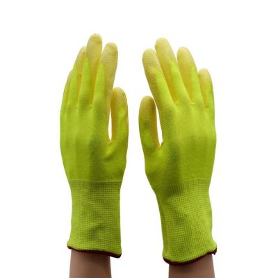 China Palm Dipped Hi-Strength Yellow HPPE Diving PU Cut Resistant 5 Gloves Anti Cut for sale