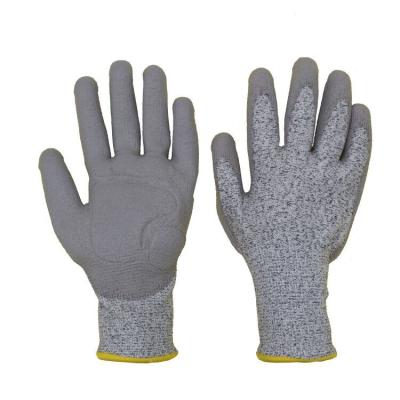 China PRISAFETY Flexible Gray HPPE Vibration-Resistant PU Coated Cut-Resistant Gloves for sale