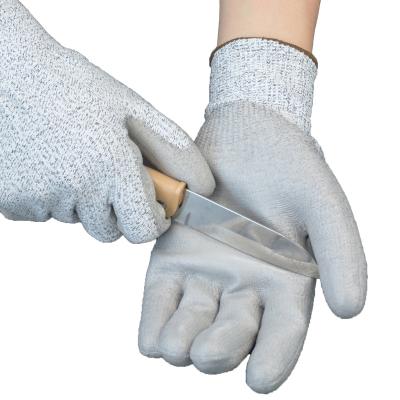 China PRI SAFETY HPPE Flexible Fiberglass PU Coated Level 5 Cut Resistant Gloves Anti Cut for sale