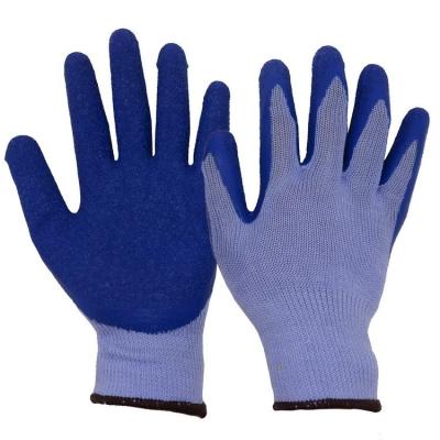 China Latex Wrinkles PRI Blue Winter Working Gloves Dipping Coated Gloves Machine Latex Cotton Working Gloves for sale