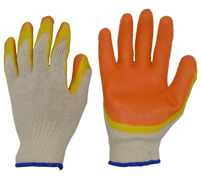 China Flexible 13 Gauge Cotton Liner Double Dipped Orange Latex Coated Industrial Work Gloves for sale