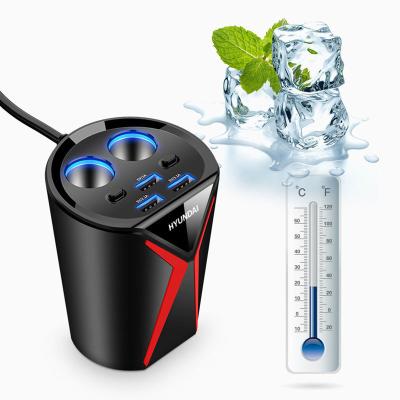 China Mobile Phone Cup Holder Type Multifunctional Car One 3usb Car Charger With Two Cigarette Lighter Car Charger Suitable For Mobile Phones for sale