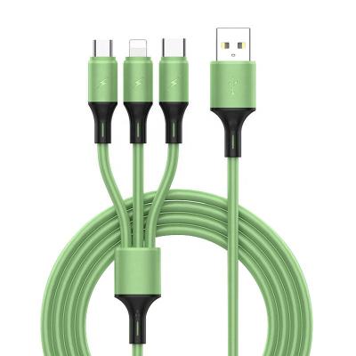 China MP3 / MP4 Player Spot Multi-interface Usb Charging Cable 3 In 1 Mobile Phone Charging Data Cable Liquid Silicone Tpe Macaron Data Cable A016 for sale