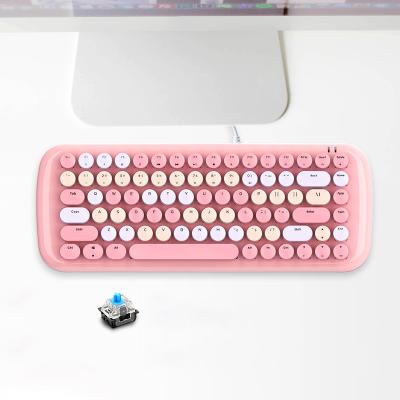 China Plug and play popular 84 key white light ergonomic waterproof cable mechanical keyboard specially customized for you for sale