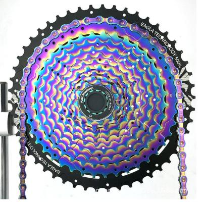 China MTB bike casset 12sp mtb mountain bike loose 11-46/50/52 T big rainbow teeth color multicolor racework for sale