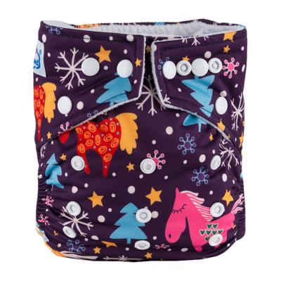 China Bamboo Charcoal Diaper Babyland Diaper Merry Christmas Gift Cloth Printed Reusable Diaper for sale