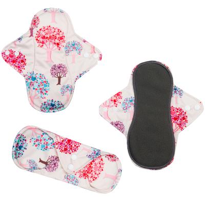 China Super Absorbent Washable And Reusable Bamboo Menstrual Pad Menstrual Pad Care Charcoal Sanitary Pad for sale