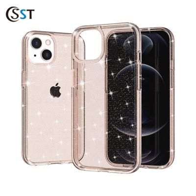 China Amazon Best Selling Clear Shockproof Glitter Cell Phone Case For Apple iPhone 13 13 Pro Max Pc +tpu Case for sale