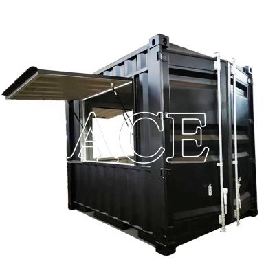 China Kiosk 10ft Shipping Container Coffee Shop Custom Made Movable Bar Cafe Store with Plywood Floor for sale