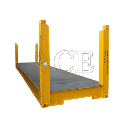 China Transportation Equipment 40ft Flat Rack Container with Steel Fixed Corner Post Max Payload 47370KGS ISO Certified for sale