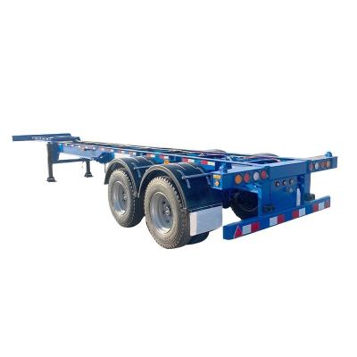 China 12R22.5 Linglong Tire 2 Axle 40ft 20ft Shipping Chassis with Gooseneck Skeleton Truck Frame Semi Trailer Container for sale