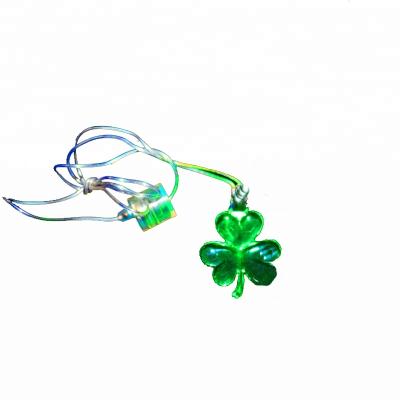 China Festival Leaf Necklace Clover Necklace Led Custom Shamrock Flashing Lanyard Pendant Lanyard for sale