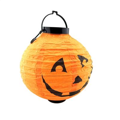 China Halloween Party Decoration Pumpkin Paper Lantern Led Flashing Lantern For Halloween Party for sale