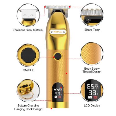 China Commercial Professional Professional Rise Gold Metal Body Oil Head Trimmer LCD Display Show Strong Motor Hair Trimmer for sale