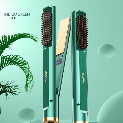 China Commercial Professional Ceramic Flat Flat LCD Iron Curling Iron PTC 450F 3 in 1 Hair Straightener Comb Brush for sale