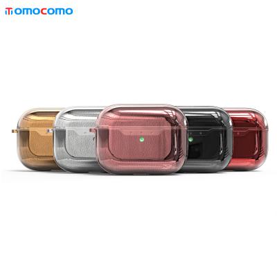 China For TOMOCOMO Bling TPU Earphone Lychee Pattern Soft Aluminum Plating For Airpod Case for sale