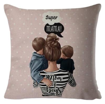 China Home Decoration Fashion New Mother's Day Mother's Day Cotton Car Sofa Cushion Cover Nondisposable Canvas Pillow Case for sale