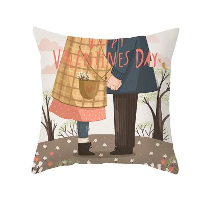 China Home Viable Valentine's Day Sofa Cushion Pillow Cover Peach Skin Print Living Room Bedroom Cushion Cover for sale