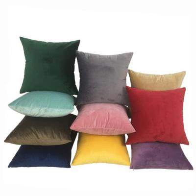 China Yellow Colorful 100% Polyester Velvet Cushion Cover Luxury Green Pillow Case Sofa Throw Pillows Home Decorative for sale