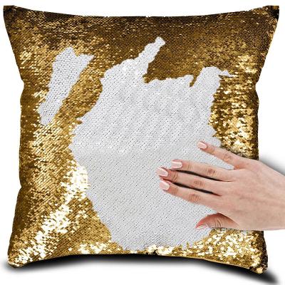 China Non-Toxic Decorative Sublimation Pillow Case Sequins Pillow Covers Sequin Cushion Cover 40*40CM for sale