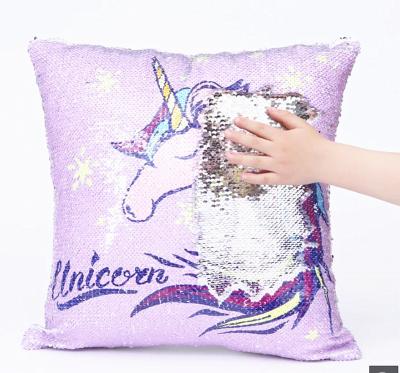 China Simple Luxury Sequin Pillow Case Unicorn Decorative Reversible Sequin Pillow Cover Throw Cushion Case Bedroom Gifts For Girls for sale