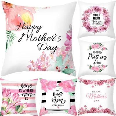 China 2022 Sustainable Mother's Day Series Flower Love Printed Pillowcase Peach Skin Fleece Home Sofa Pillowcase for sale