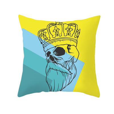 China Decorative Crown of Terror Sugar Skull Skeleton 18x18 Pillow Case Halloween Skull Home Decor Cushion Cover Inches Throw Pillowcase for sale